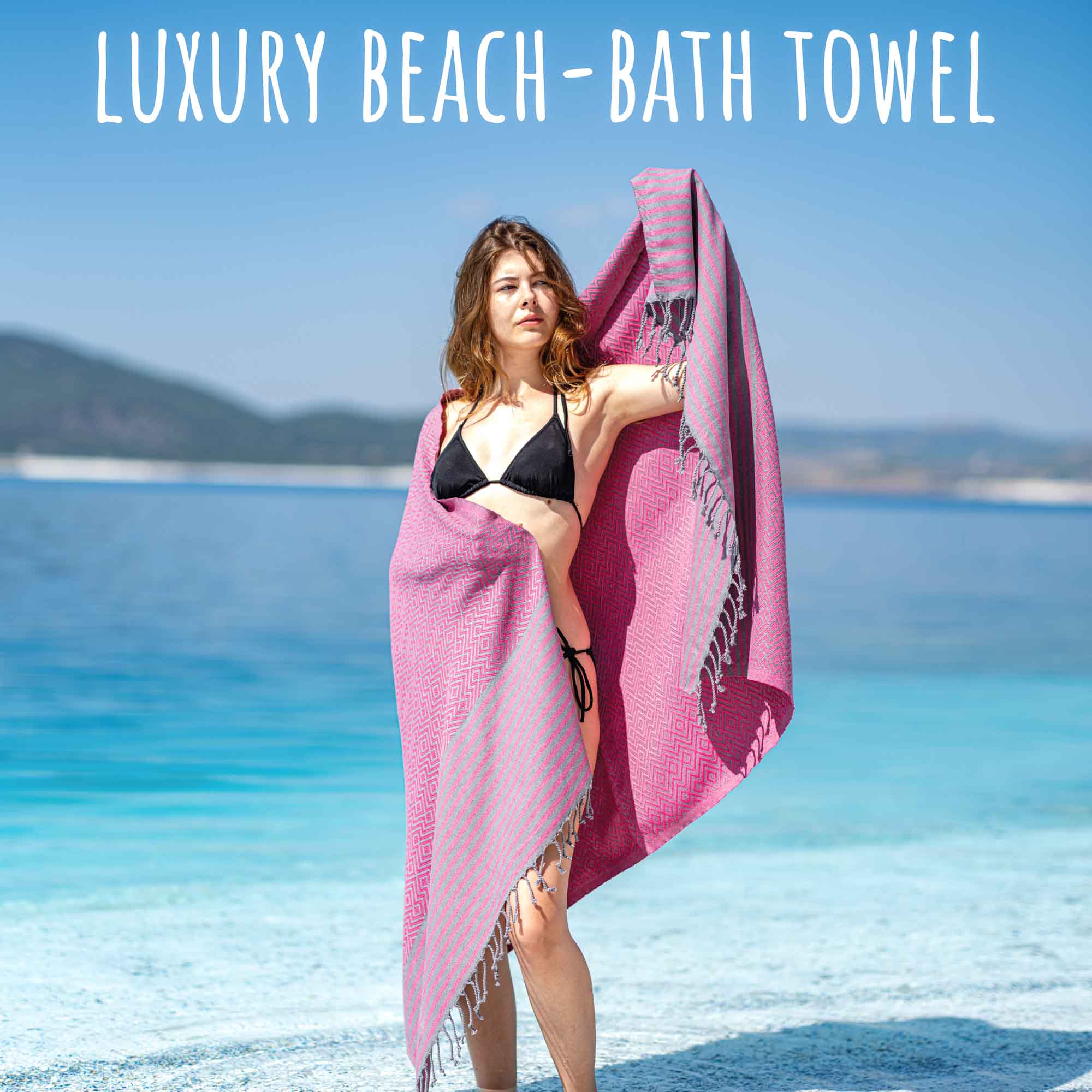 Cheap Bath Towels (PINK/GREY)